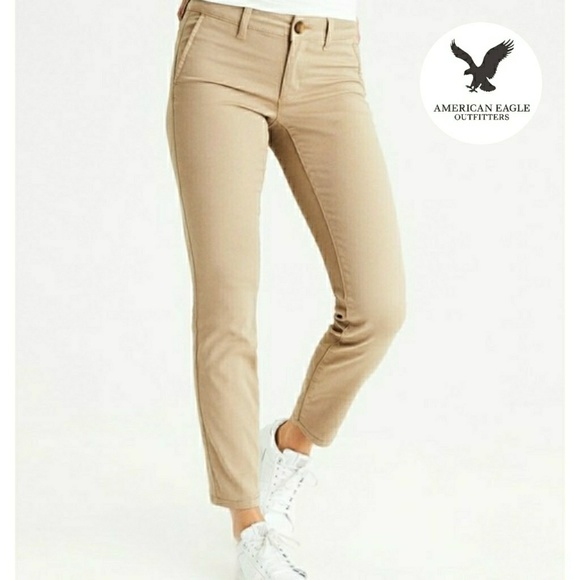 American Eagle Outfitters Denim - AMERICAN EAGLE OUTFITTERS STRETCH KHAKI SKINNIES